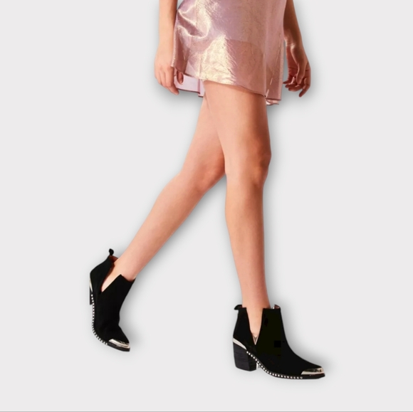 Jeffrey Campbell Optimum Black Suede Studded Ankle Boots - Picture 2 of 8